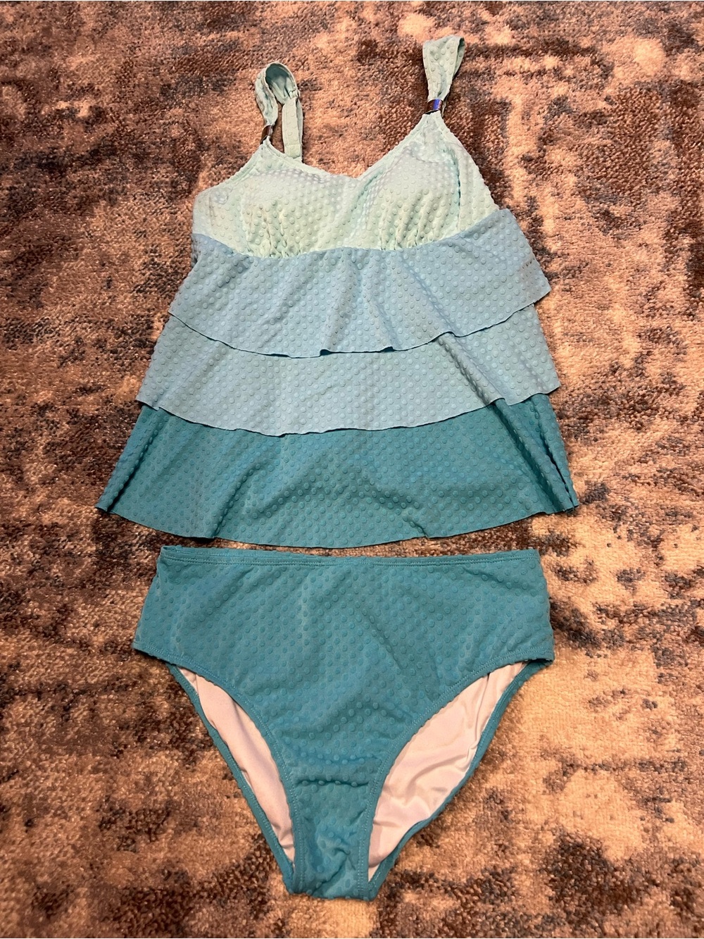 Women’s Modlily  Teal Tiered Tankini Swim Set - Light Teal / Aqua